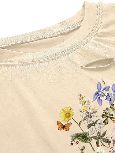 Borvex Floral Journey Distressed Oversized T-Shirt
